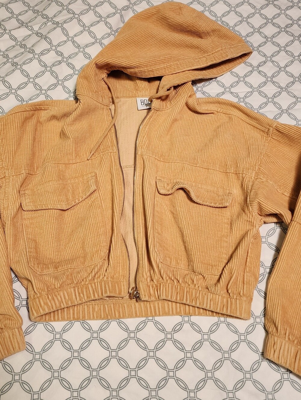 BDG Corduroy Hooded Cropped Utility Jacket from Urban Outfitters, SZ SMALL